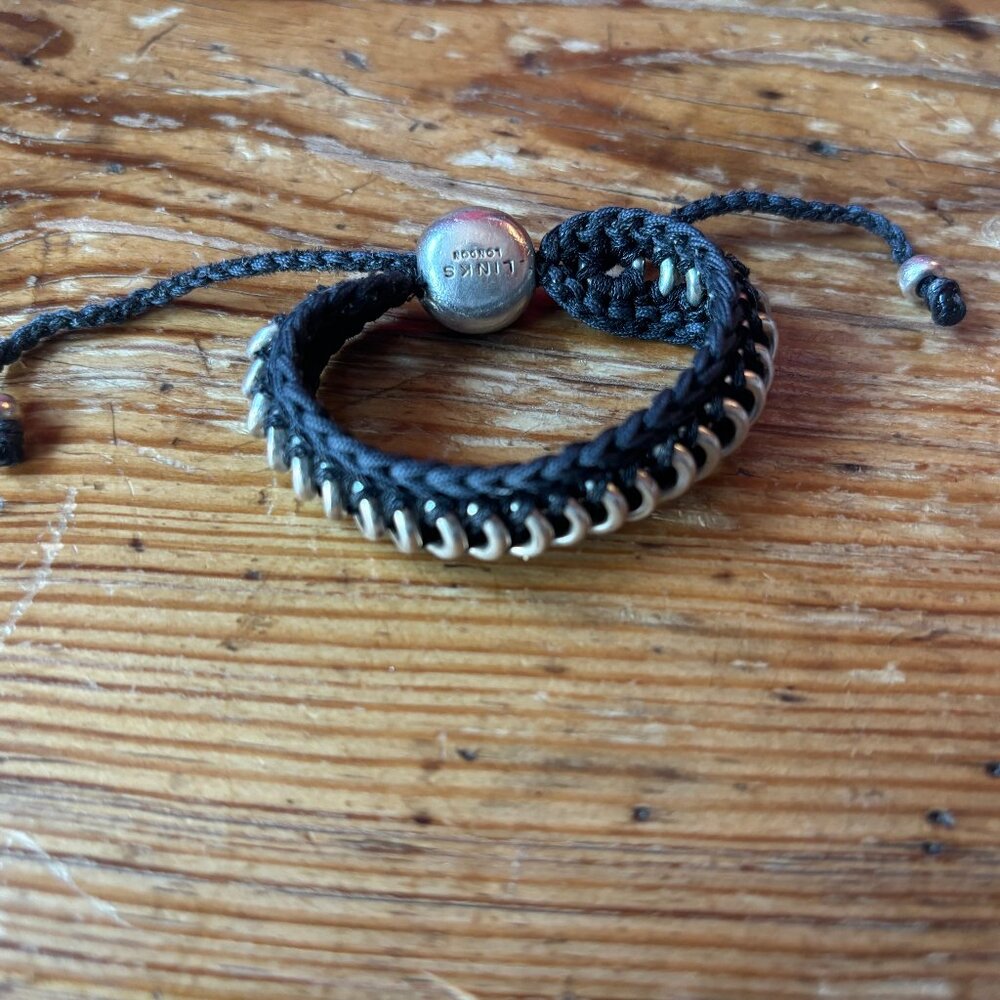 Links of London Silver and Black Sweetie Friendship Bracelet